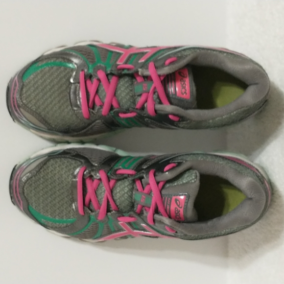 Asics Gel Nimbus 15 Women's Running Shoes Grey Green Pink T3B5N Size 7 - Picture 6 of 8